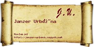 Janzer Urbána névjegykártya
